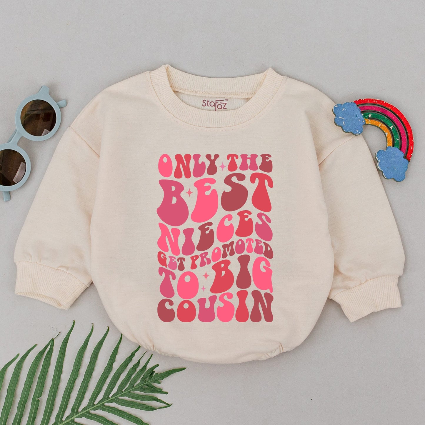 Only The Best Nieces Get Promoted To Big Cousin Retro Romper Pink Red Star Bodysuit Baby Shower Gift Soft Cotton Matching Infant Girl Outfit