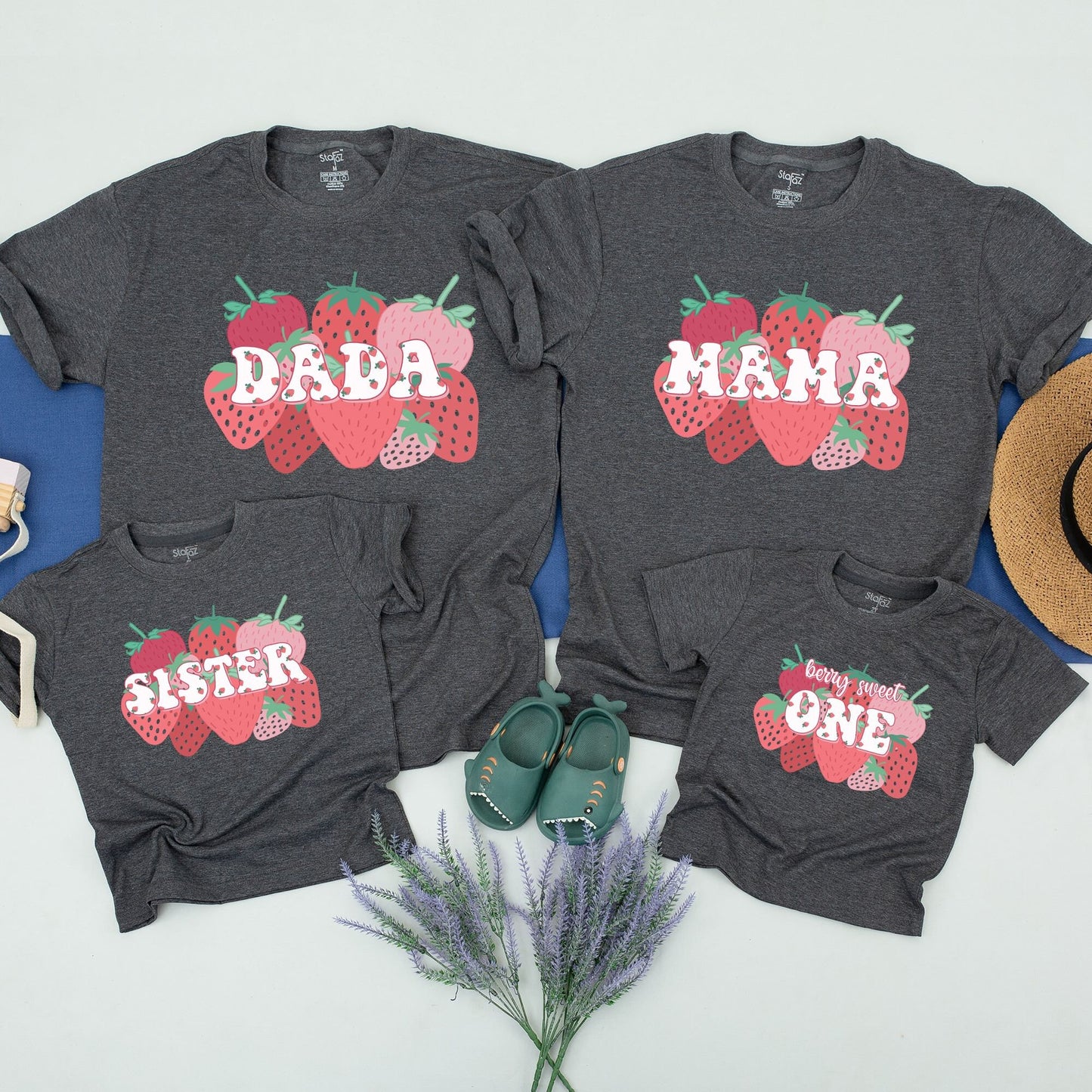 Berry First Birthday Family Matching Shirts Cute Strawberry Pattern Outfit for Baby Girl Boy Mom Dad Sweet One Celebration Soft Cotton Tee