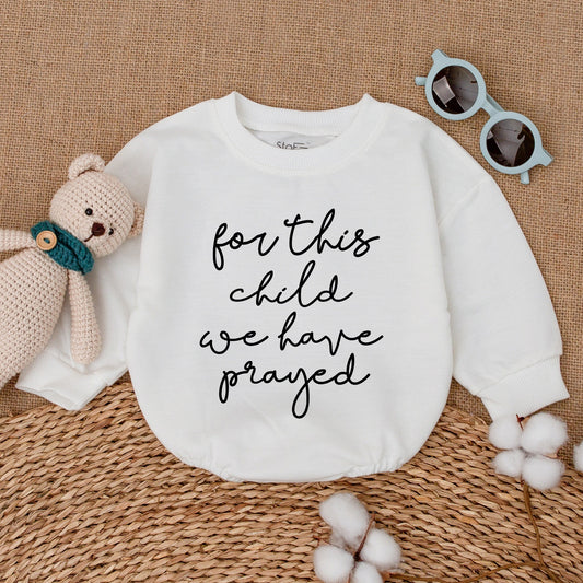 For This Child We Have Prayed Baby Romper IVF Miracle Bodysuit Newborn Gender Neutral Baby Clothes Coming Home Outfit Pregnancy Announcement Gift