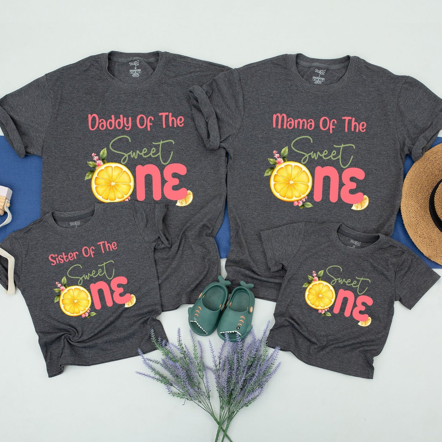 Sweet One First Birthday Lemon Shirt Matching Family Outfit Girl Cake Smash Party Theme Comfortable Cotton Apparel Set for Photos