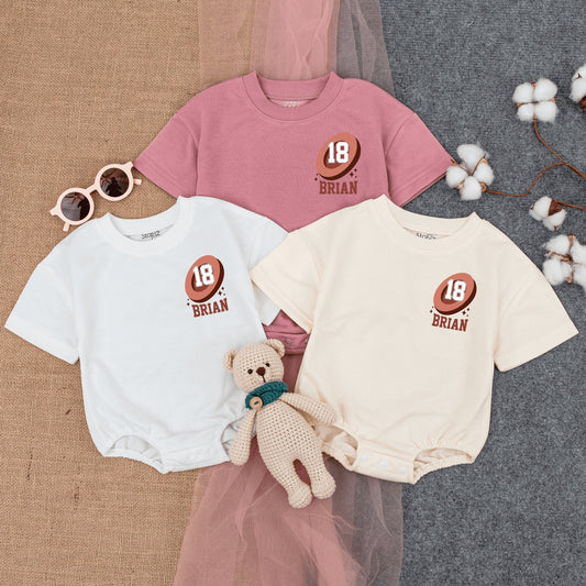 Custom In My Hockey Era Baby Romper Personalized Name 18 Puck Design Future Hockey Player Outfit Short Sleeve Funny Newborn Game Day Fan
