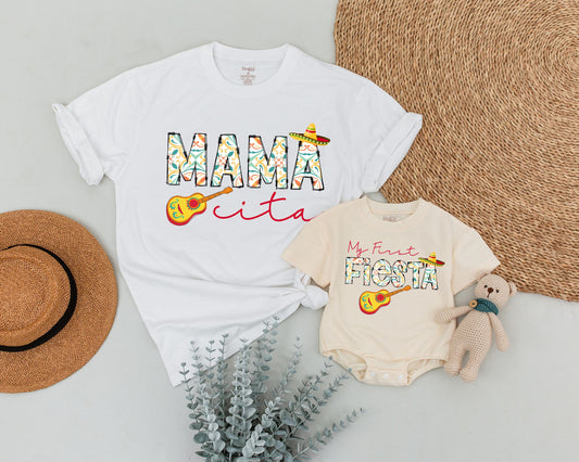 My First Fiesta Birthday Outfit Mama Cita Vibrant Mexican Party Theme Matching Family Shirt Mom and Me Taco Bout One Celebration Soft Cotton Tee