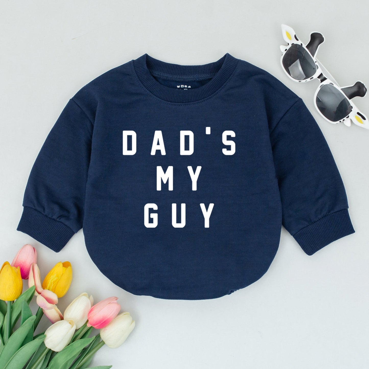 Dad's My Guy Baby Romper Minimalist White Text Bodysuit Soft Gender Neutral for Father's Day New Dad Gift Newborn Baby Announcement
