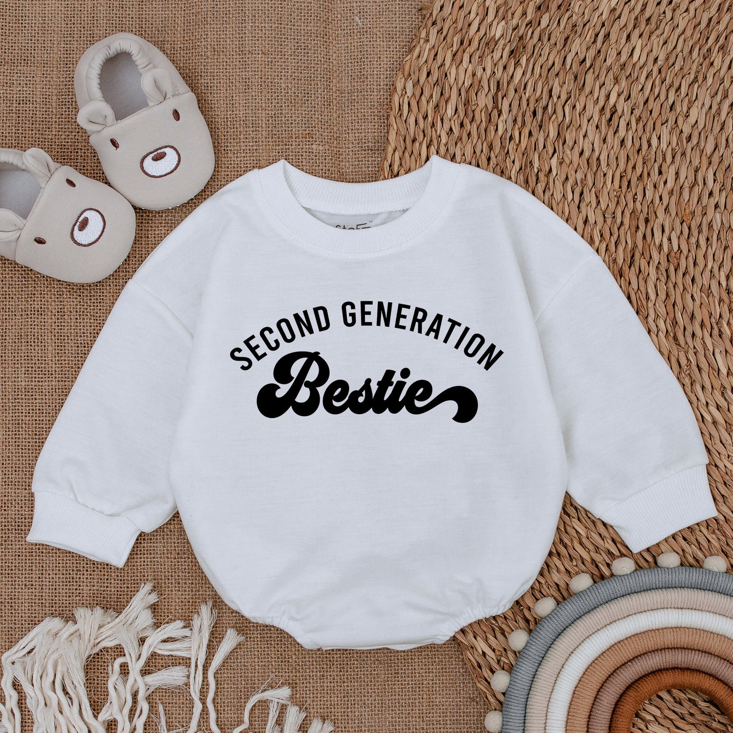 Second Generation Besties Romper Baby Matching Best Friend Outfits for Baby Shower Gift Announcement Cotton Comfortable