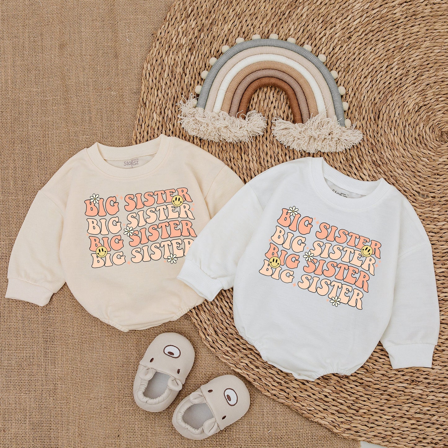 Big Sister Bubble Romper Pregnancy Reveal Baby Bodysuit Baby Girl Clothes Newborn Romper Sister Baby Shirt Gift for Big Sis
