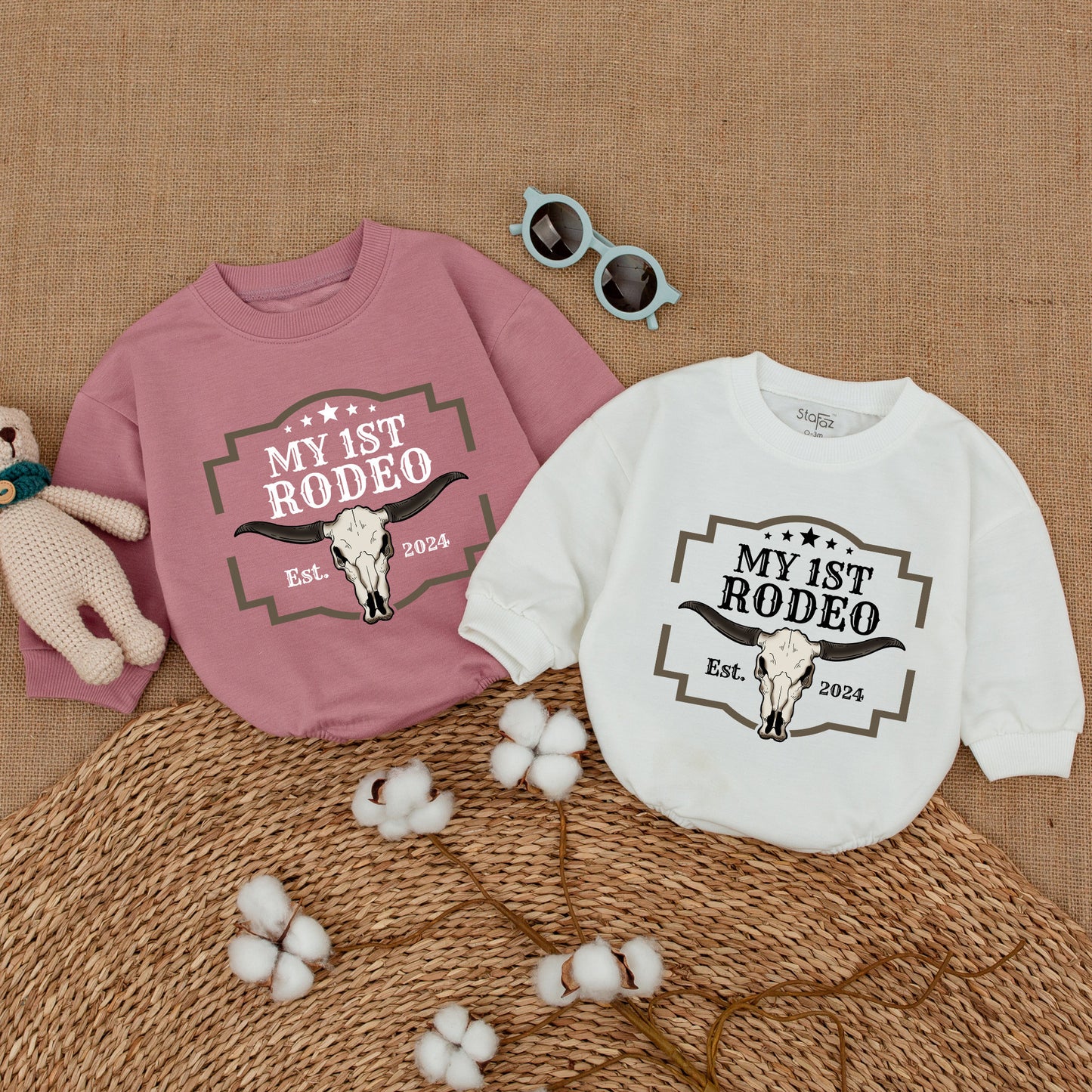 Custom My First Rodeo Birthday Romper Baby Boy Clothes Cowboy Western First Birthday Bodysuit Fun Farm Outfit