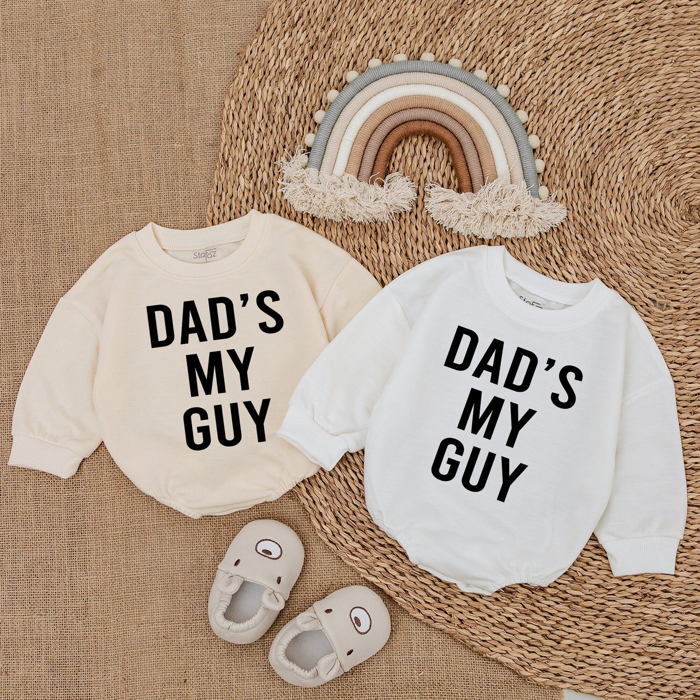 Dad's My Guy Baby Bodysuit Gender Reveal Announcement Outfit Newborn Infant Shower Gift Romper Father's Day Modern Black Text Design Comfortable Soft