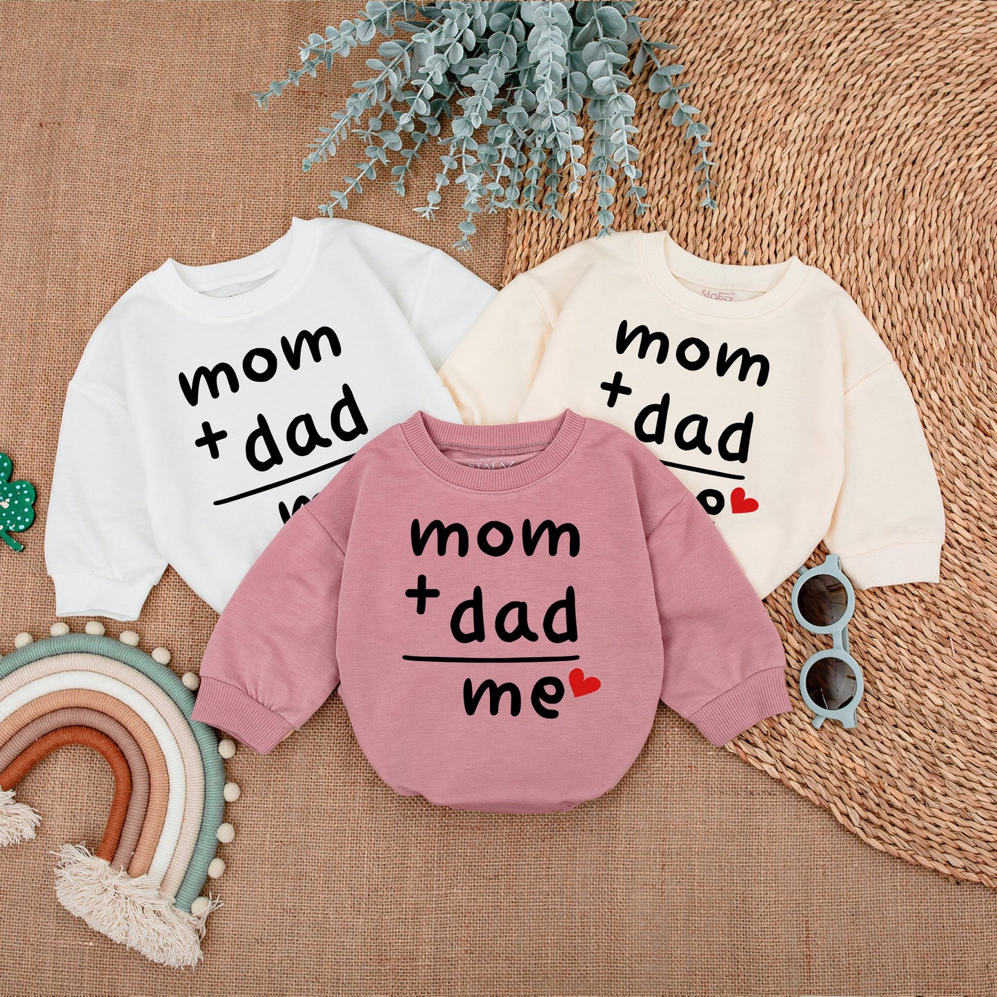 Mom Plus Dad Equals Me Baby Bodysuit, Sweet Gender Reveal & Announcement Gift, Modern Newborn Romper for Father's Day, Playful Infant Wear
