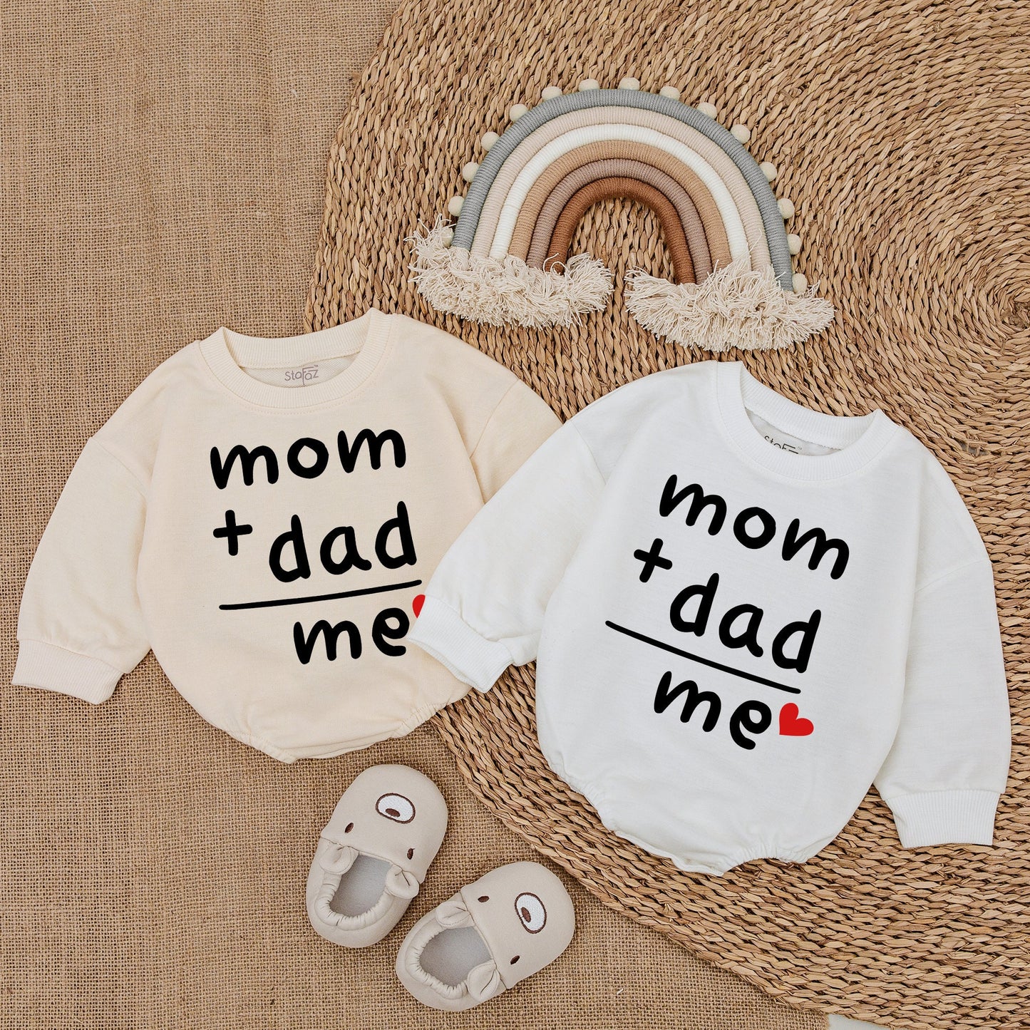 Mom Plus Dad Equals Me Baby Bodysuit, Sweet Gender Reveal & Announcement Gift, Modern Newborn Romper for Father's Day, Playful Infant Wear