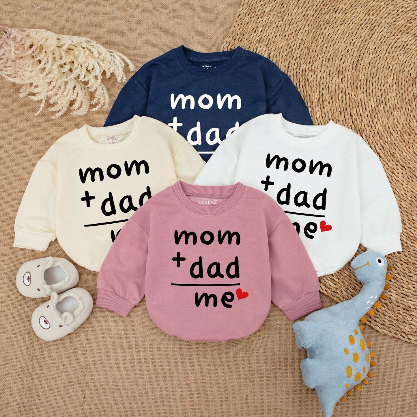 Mom Plus Dad Equals Me Baby Bodysuit, Sweet Gender Reveal & Announcement Gift, Modern Newborn Romper for Father's Day, Playful Infant Wear