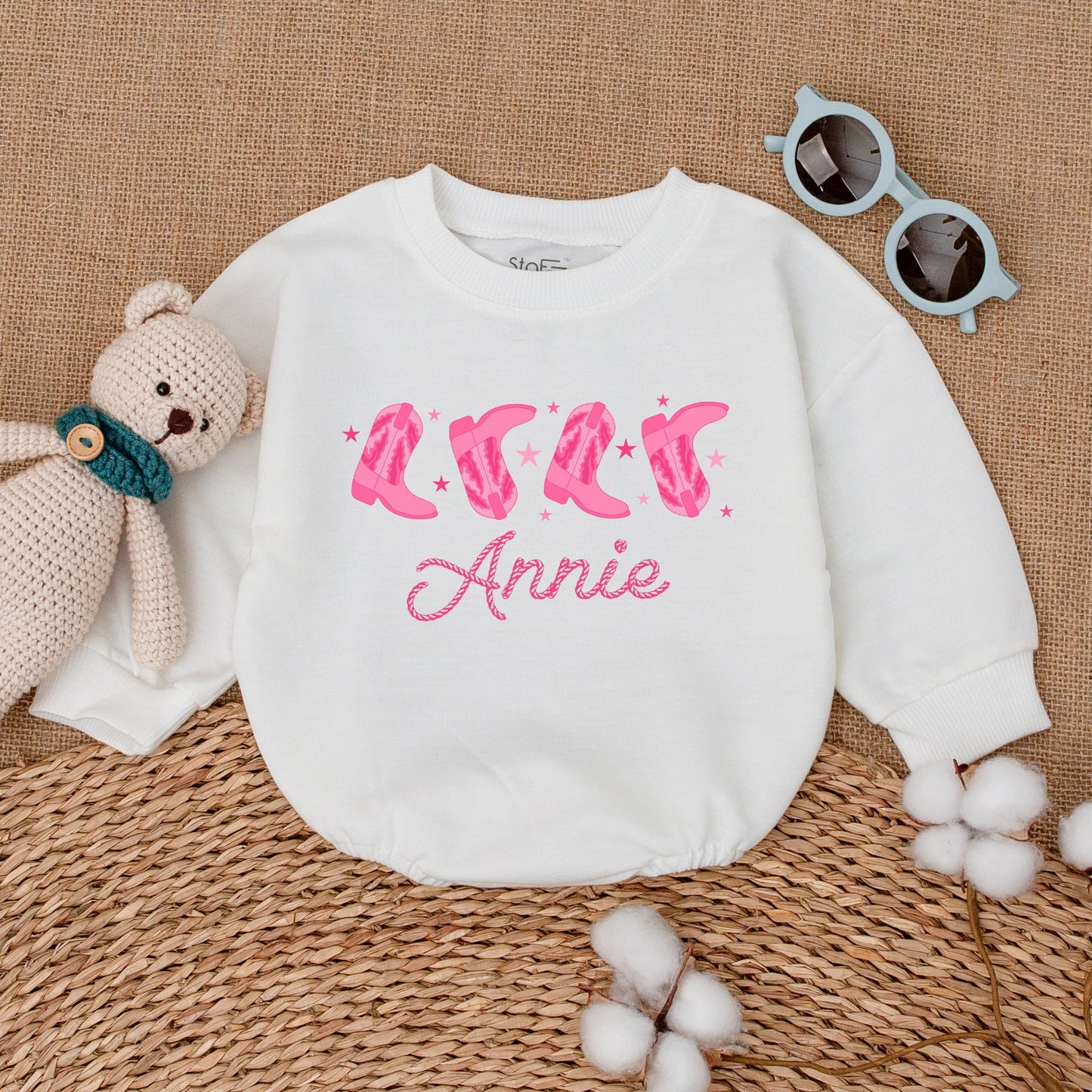 Cowgirl Boots Romper: Western Baby Girl Rodeo Outfit, Newborn Bubble Bodysuit, Country Baby Announcement, Unique Western Baby Gift, Soft Cotton (138 chars)