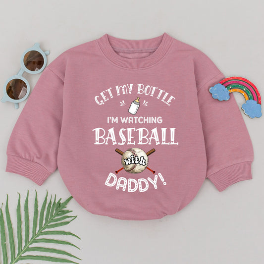 My First Baseball Game Romper, Daddy's Little Fan Outfit, Baseball Baby Bodysuit for Father's Day Gift, Infant Clothes, Cute Baseball Bats, Black Design (138 chars)