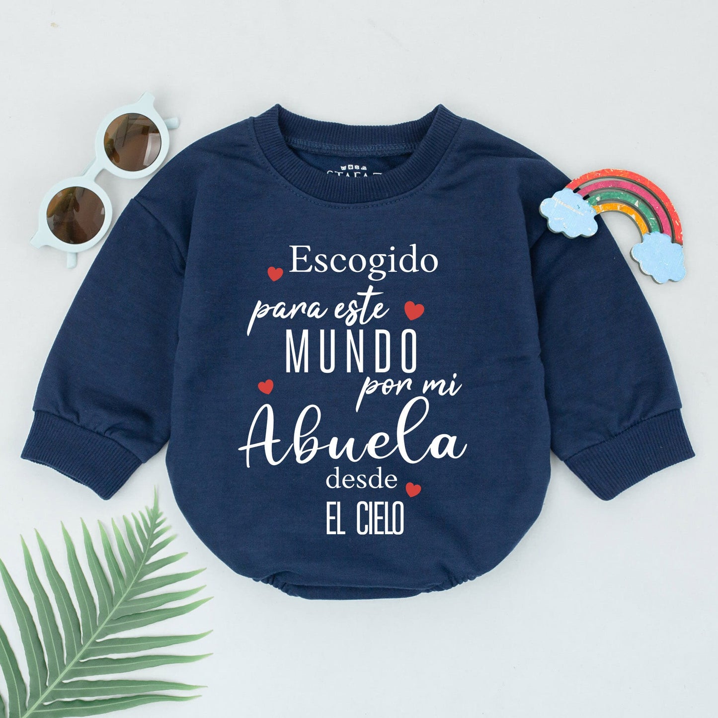 Sentimental Spanish 'Escogido para este MUNDO por mi Abuela desde EL CIELO' Baby Romper, Handpicked by Grandma Memorial Outfit Soft Cotton New Baby Shower Gift