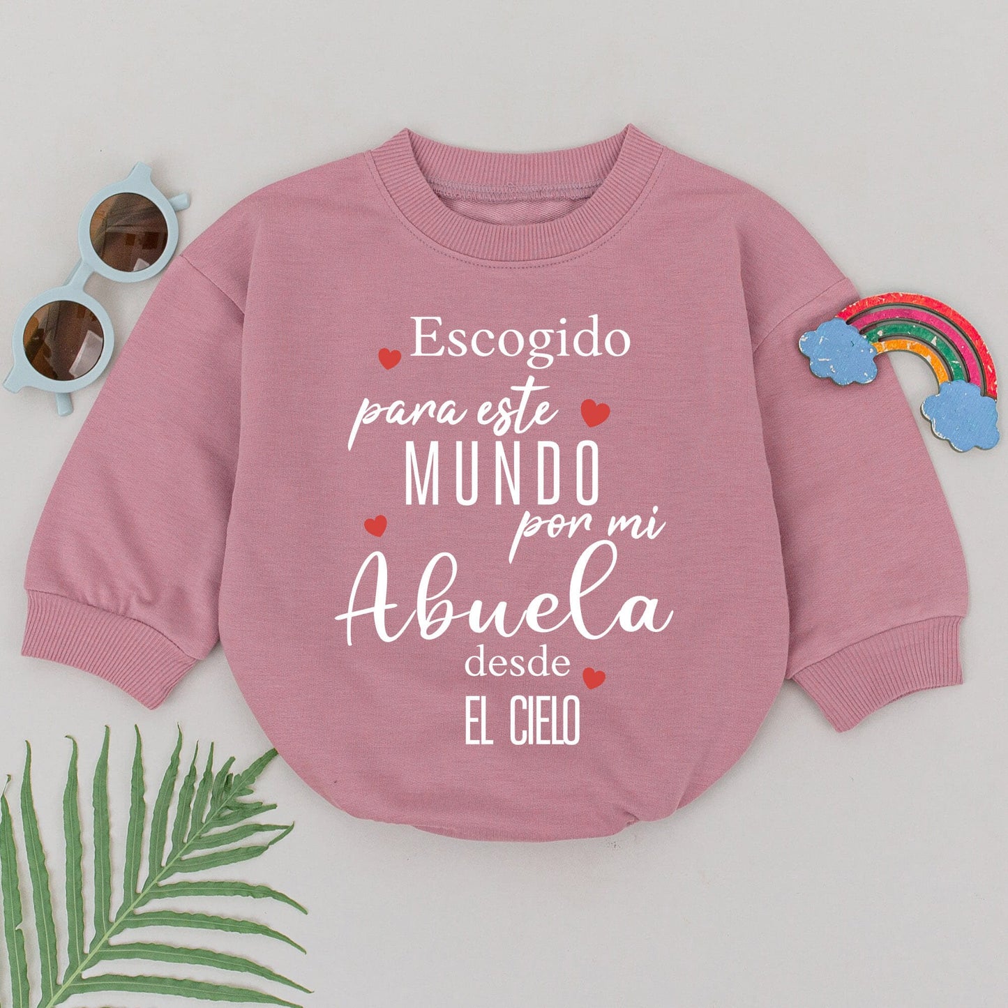Sentimental Spanish 'Escogido para este MUNDO por mi Abuela desde EL CIELO' Baby Romper, Handpicked by Grandma Memorial Outfit Soft Cotton New Baby Shower Gift