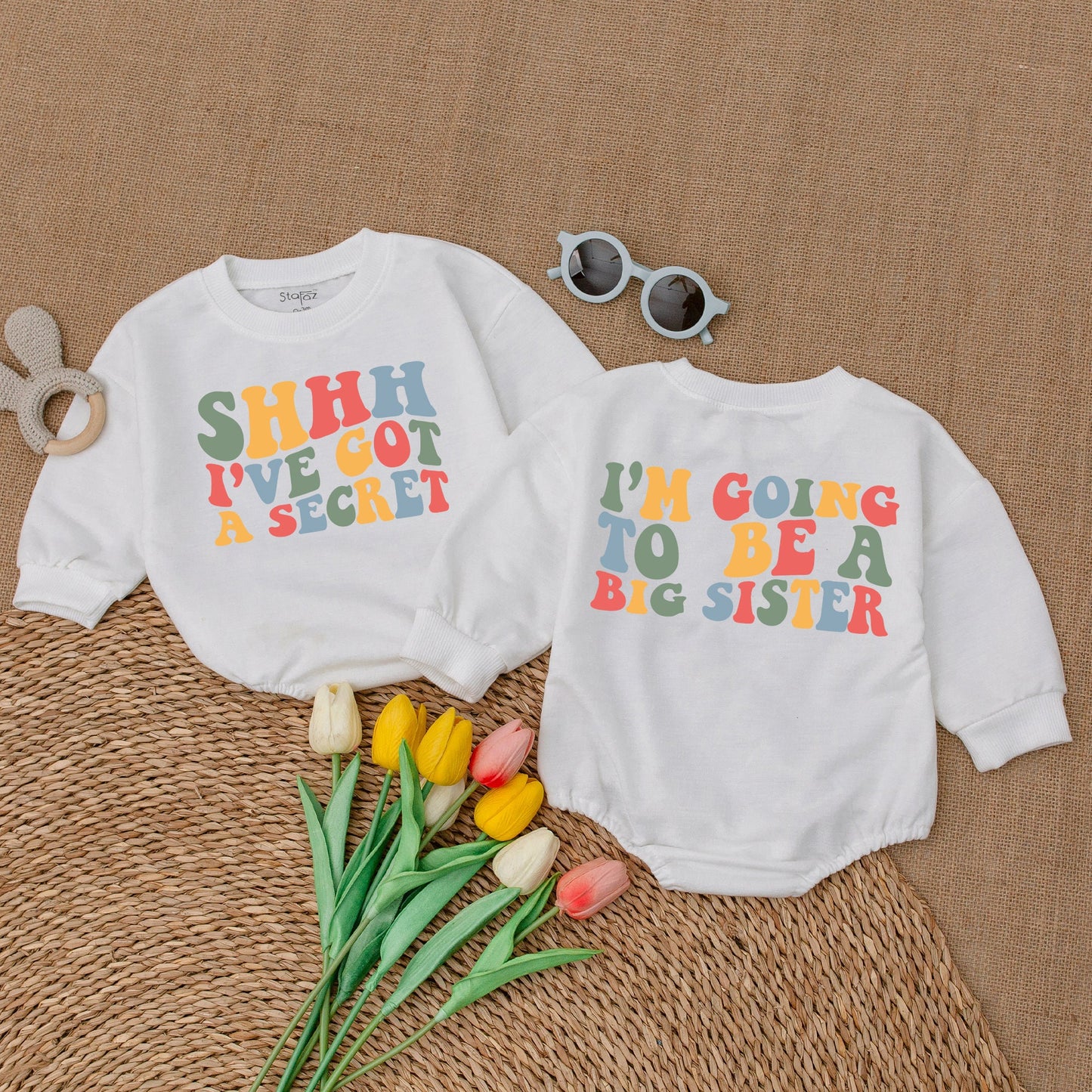 I've Got A Secret Big Sister Romper Baby Girl Announcement Outfit Newborn Bodysuit Sweatshirt T-Shirt Clothing Toddler New Baby Gift Comfortable