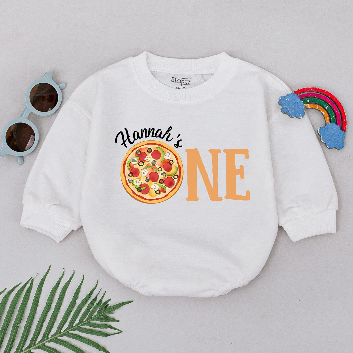 Pizza First Birthday Girl Romper - Pizza Party Bubble Bodysuit Outfit