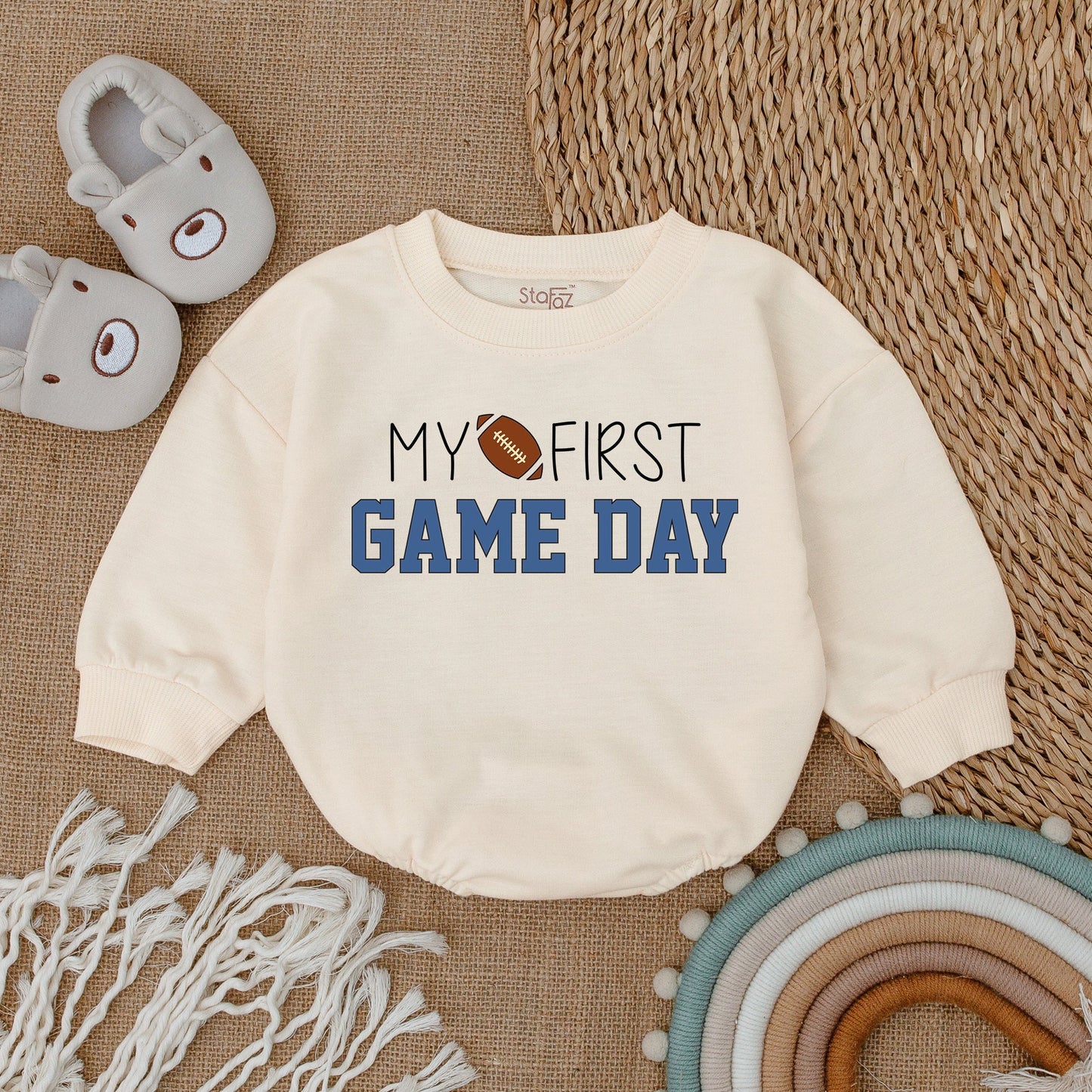 My First Game Day Romper Football Baby Shower Newborn Bodysuit First Father's Day Baby Outfit Gift For Baby Girl Other Day Celebration
