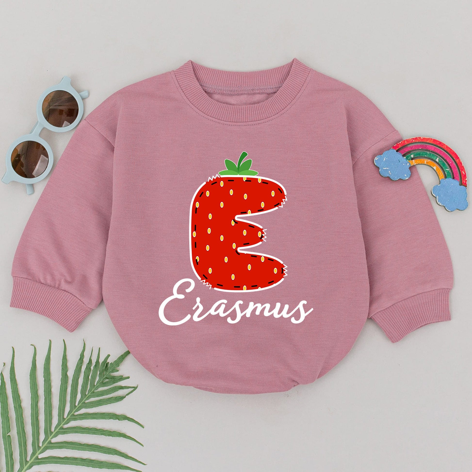 Personalized Strawberry Letter Baby Girl Romper | Custom Name Initial Fruit Bodysuit | Summer Bubble Outfit | Baby Shower Gift