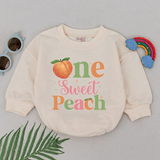 Sweet Peach First Birthday Romper Girl Outfit, Bubble Bodysuit Baby Shower Gift, Peach Sweet One Party Clothes, Custom Birthday Gift (138 chars)