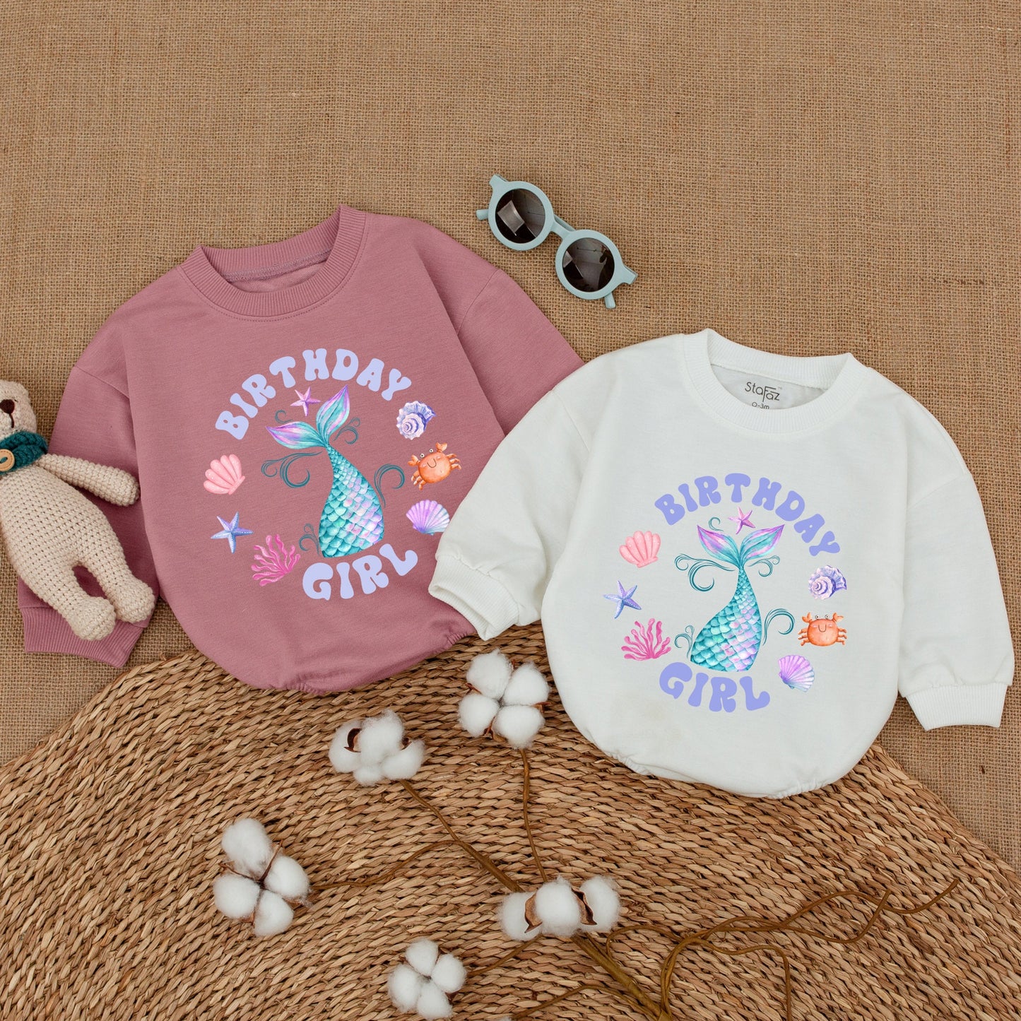Mermaid Birthday Girl Romper - 1st Birthday Oneder The Sea Smash Cake Outfit
