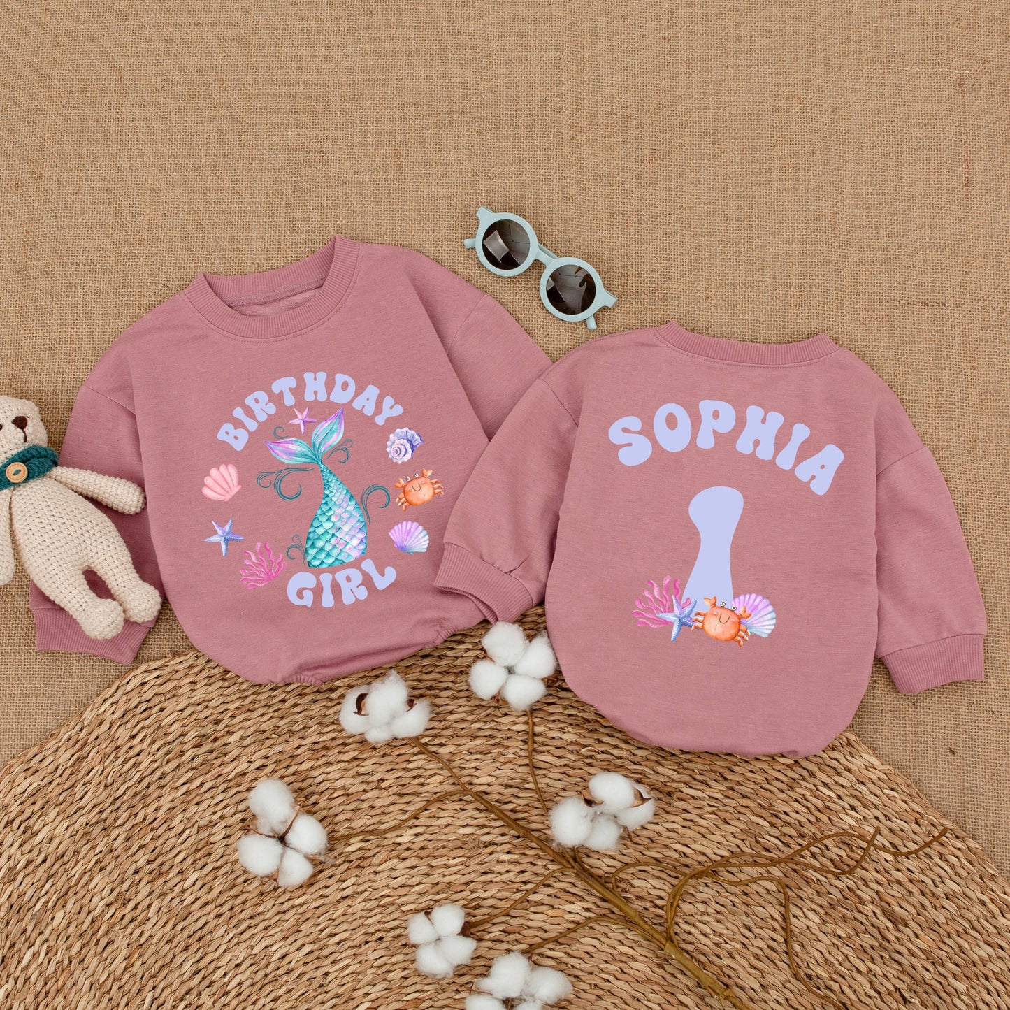 Mermaid Birthday Girl Romper - 1st Birthday Oneder The Sea Smash Cake Outfit