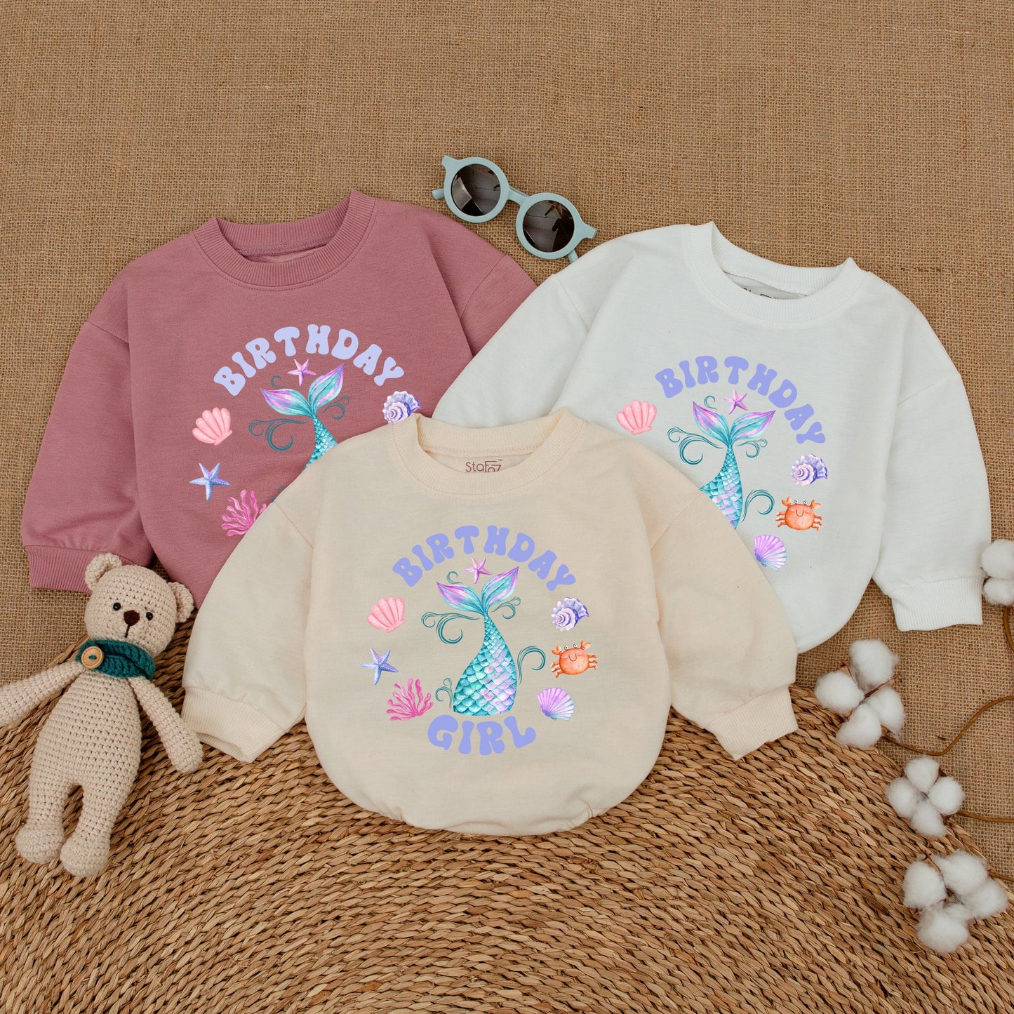 Mermaid Birthday Girl Romper - 1st Birthday Oneder The Sea Smash Cake Outfit