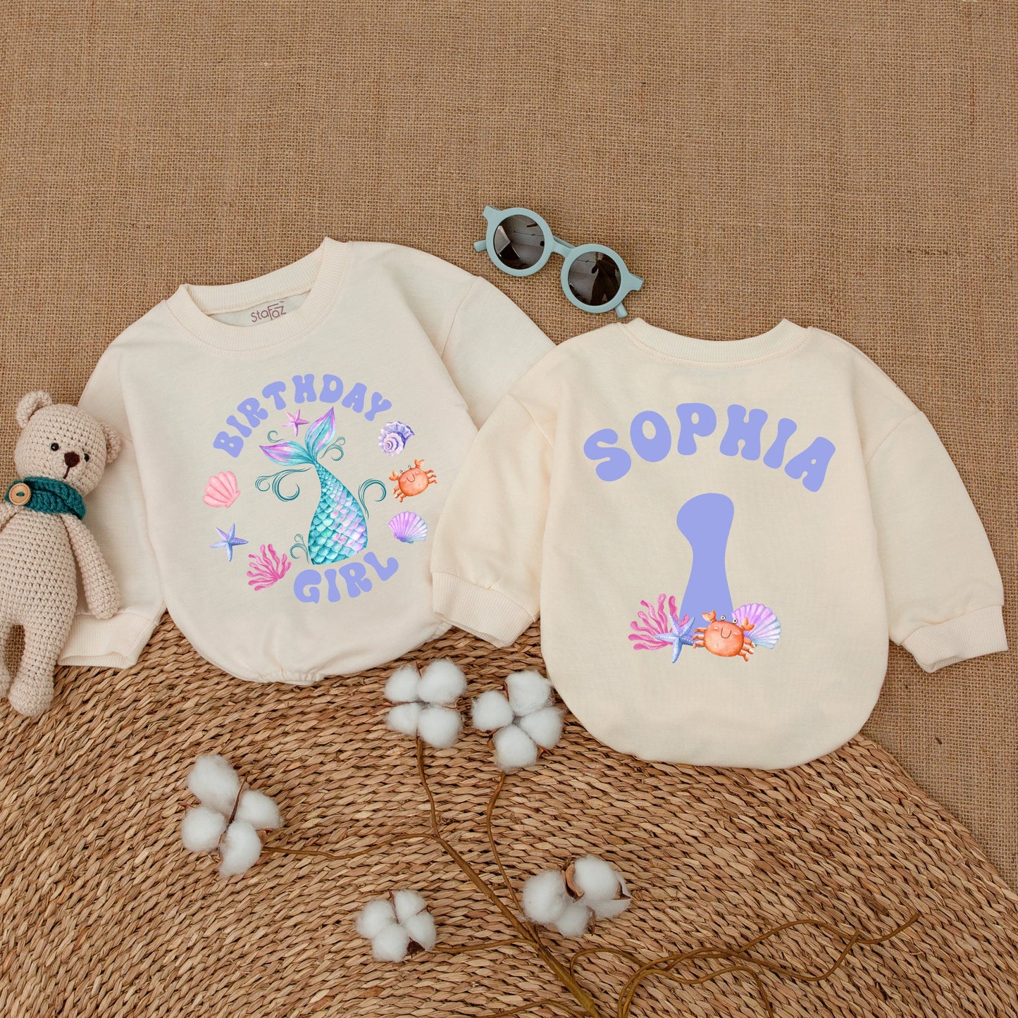 Mermaid Birthday Girl Romper - 1st Birthday Oneder The Sea Smash Cake Outfit
