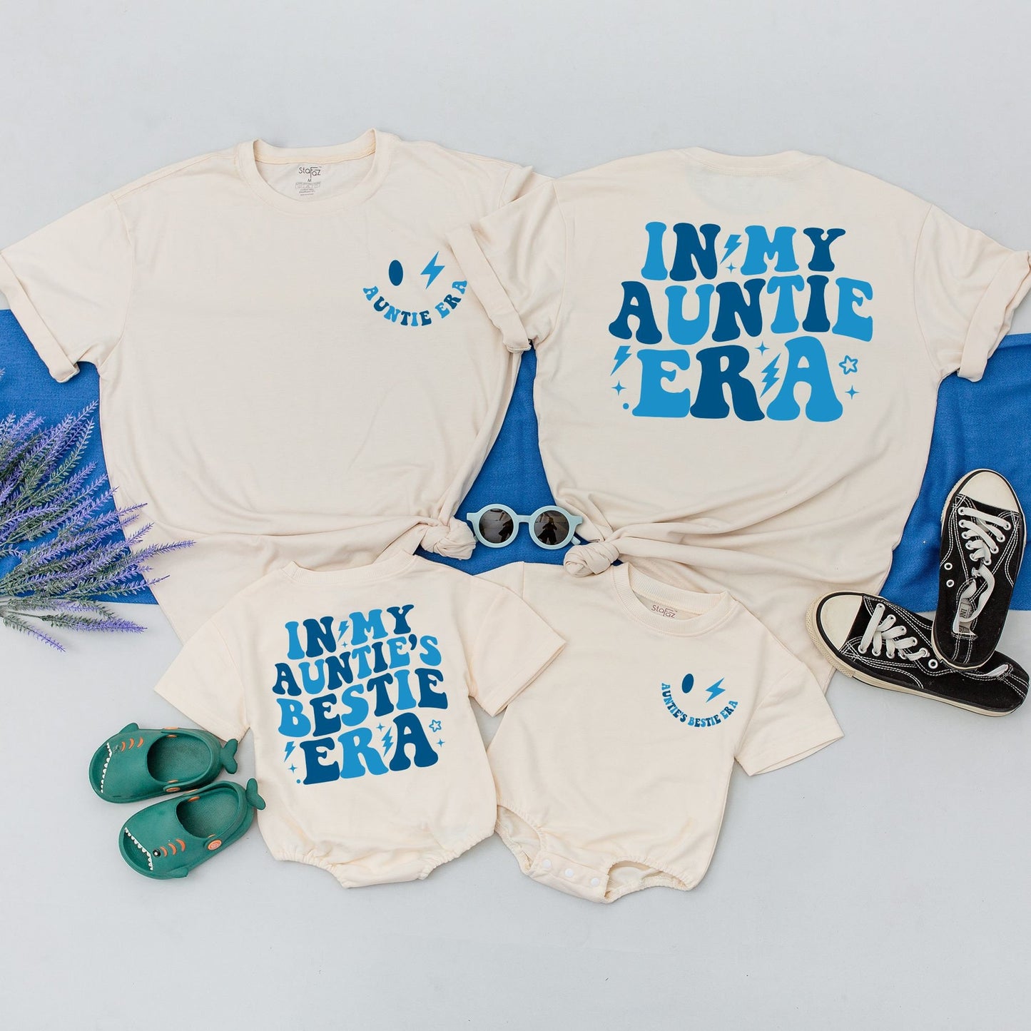 Custom Auntie Era Matching Shirt for Aunt & Nephew, Fun Aunt Birthday Gift, Family Outfit, Retro Boho Auntie Tee, Soft Cotton Comfort