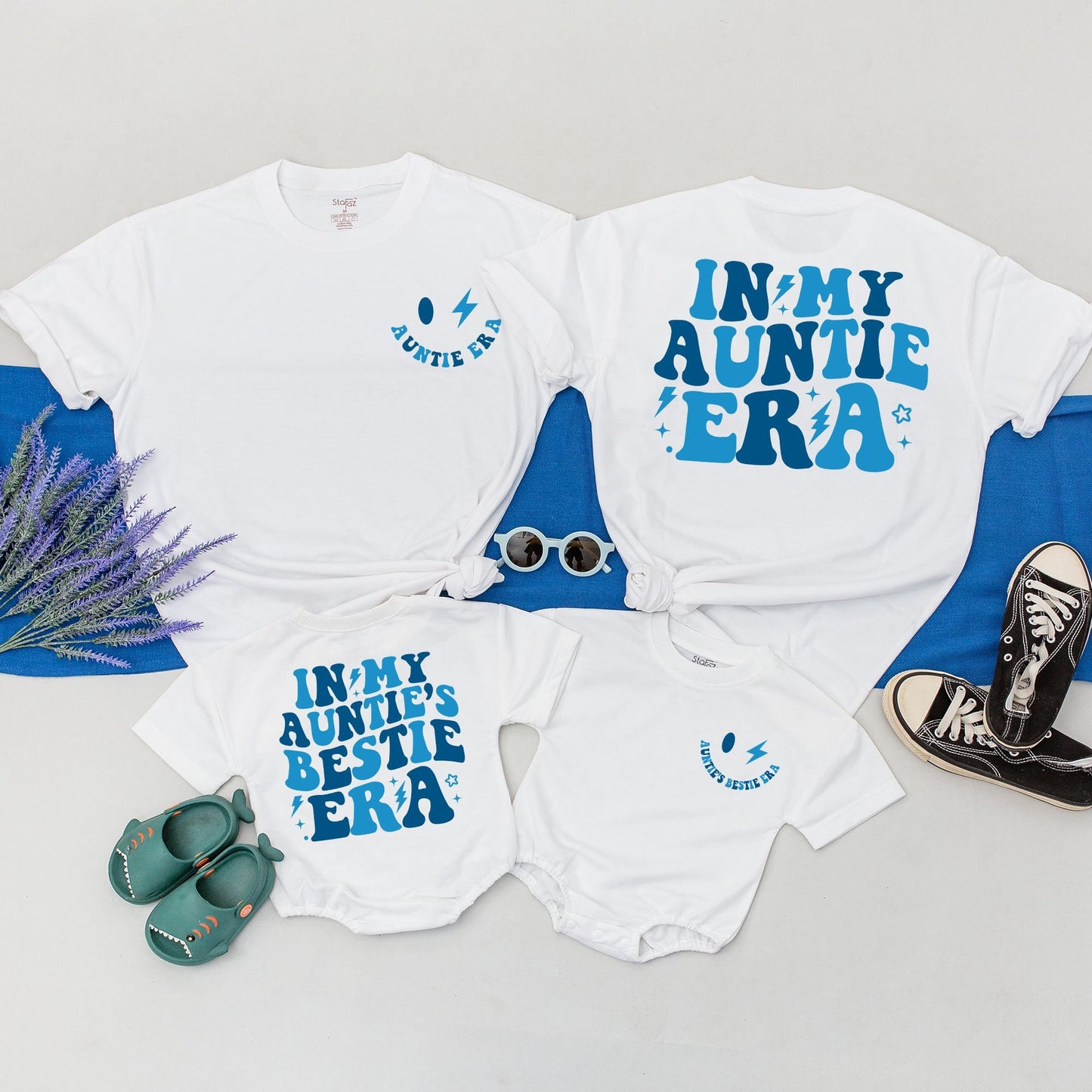 Custom Auntie Era Matching Shirt for Aunt & Nephew, Fun Aunt Birthday Gift, Family Outfit, Retro Boho Auntie Tee, Soft Cotton Comfort