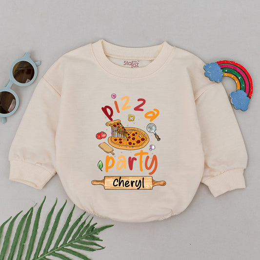 Personalized Pizza Party Romper Slice Slice Baby Custom Name Outfit Fun Foodie Gift for Newborn Girls Boys