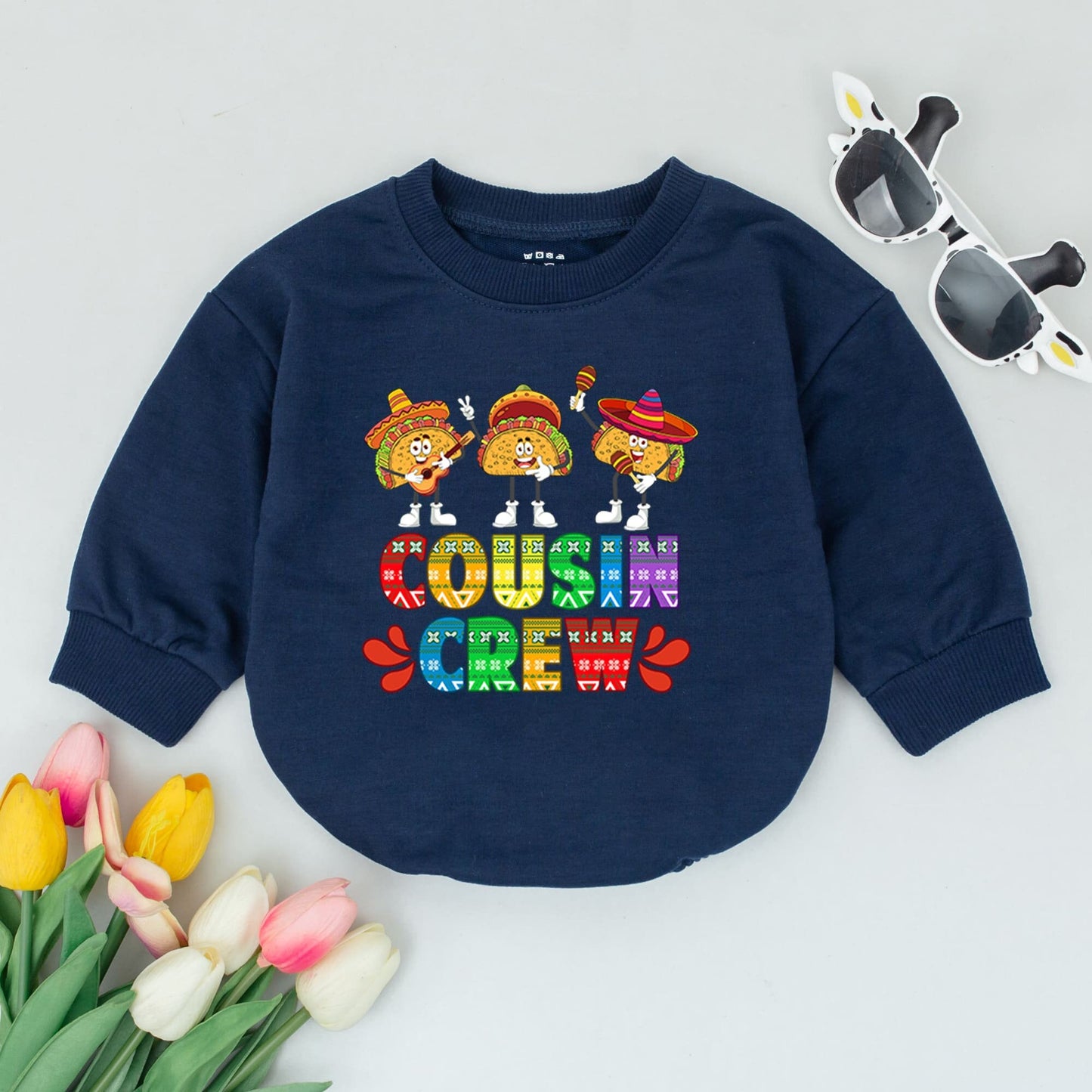 Colorful Cousin Crew Taco Baby Romper Fiesta Cinco de Mayo Outfit with Sombrero Tacos & Musical Instruments Cake Smash Mexican Infant Bodysuit