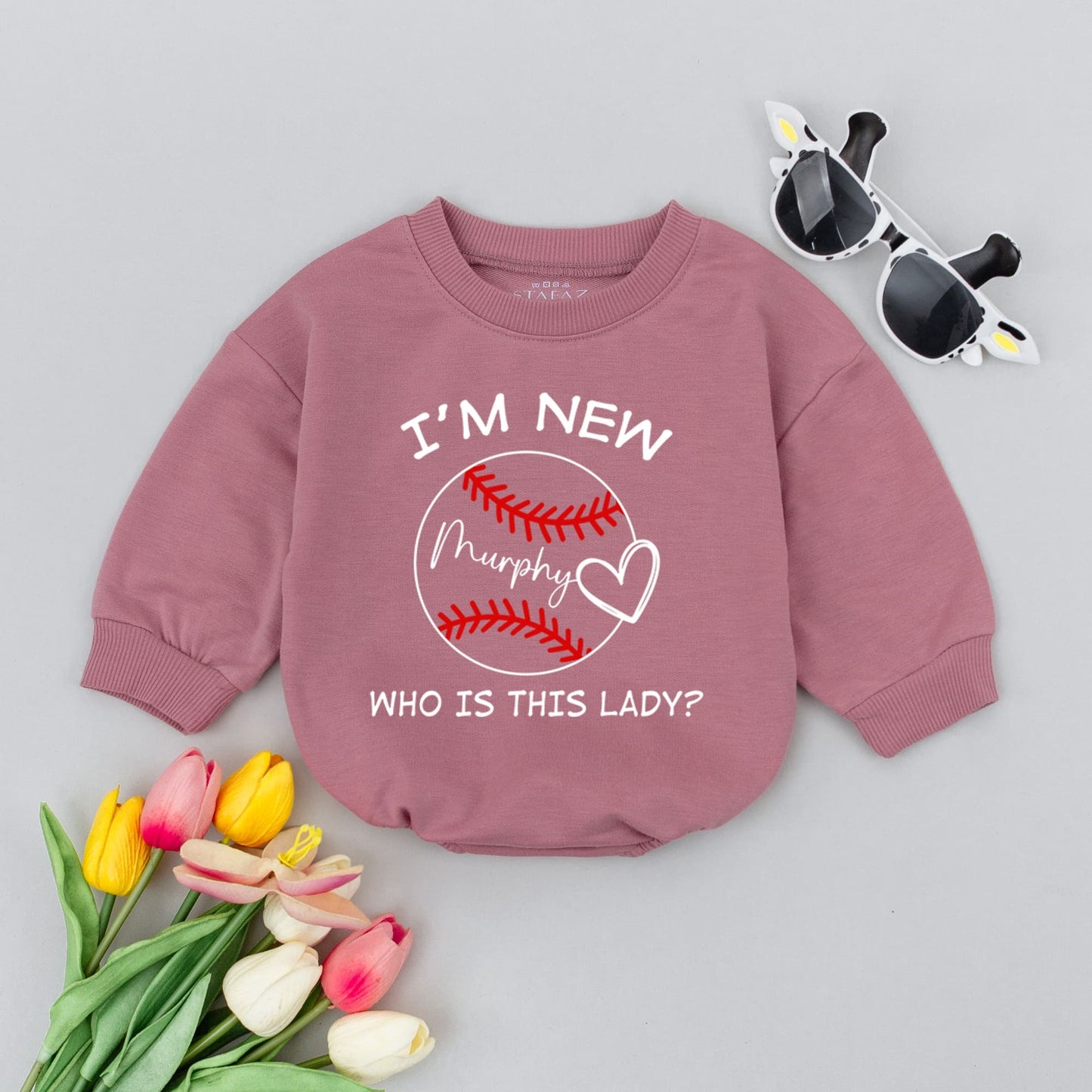 Baseball Baby Romper Funny 'I'M NEW' Murphy 'WHO IS THIS LADY?' Print Game Day Bodysuit Infant Pregnancy Reveal Sporty Outfit Gift