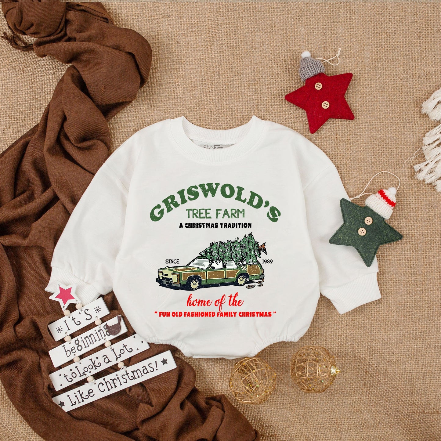 Griswold's Tree Farm Funny Baby Christmas Romper Old Fashioned Family First Holiday Newborn Outfit Comfortable Bubble Sweatshirt