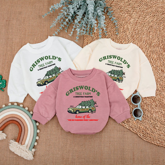 Griswold's Tree Farm Funny Baby Christmas Romper Old Fashioned Family First Holiday Newborn Outfit Comfortable Bubble Sweatshirt