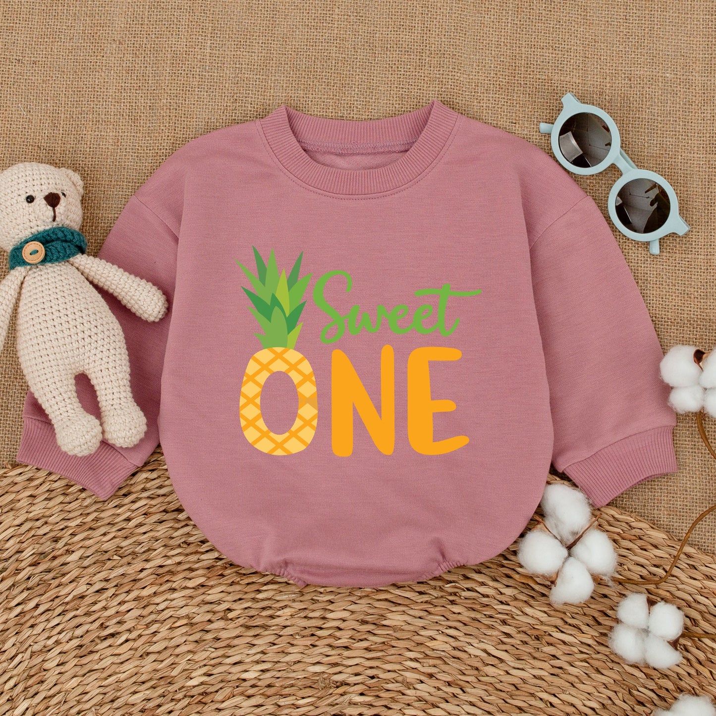 Pineapple Sweet One Birthday Romper for Girls Baby Bodysuit Summer Smash Cake Outfit Hawaiian Themed Celebration Cotton Comfort