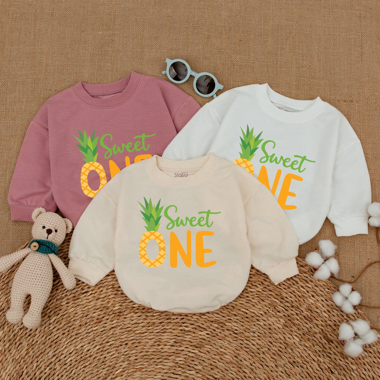 Pineapple Sweet One Birthday Romper for Girls Baby Bodysuit Summer Smash Cake Outfit Hawaiian Themed Celebration Cotton Comfort