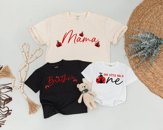 Cute Ladybug First Birthday Outfit for Girls Matching Family Ladybug Birthday Tees Mommy and Me Bug Theme Party Clothes
