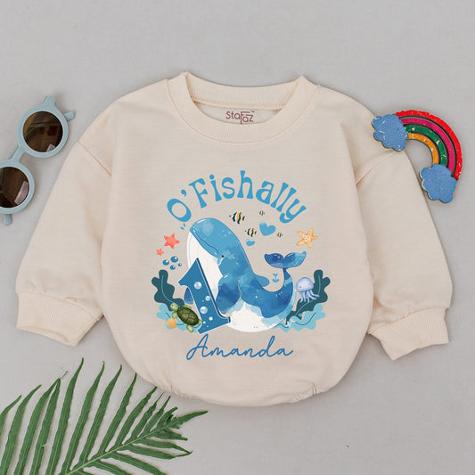 O-Fish-Ally One Romper First Birthday Fishing Theme Baby Outfit Soft Cotton Bodysuit Smash Cake Photo Shoot Baby Shower Idea for Infants