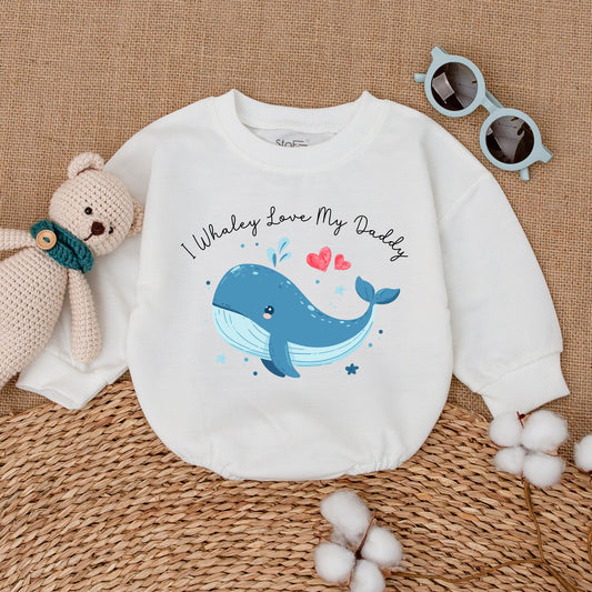 I Whaley Love My Daddy Cute Whale Baby Boy Romper Fathers Day Gift New Dad Bodysuit Adorable Blue Hearts Infant Bubble Coming Home Outfit