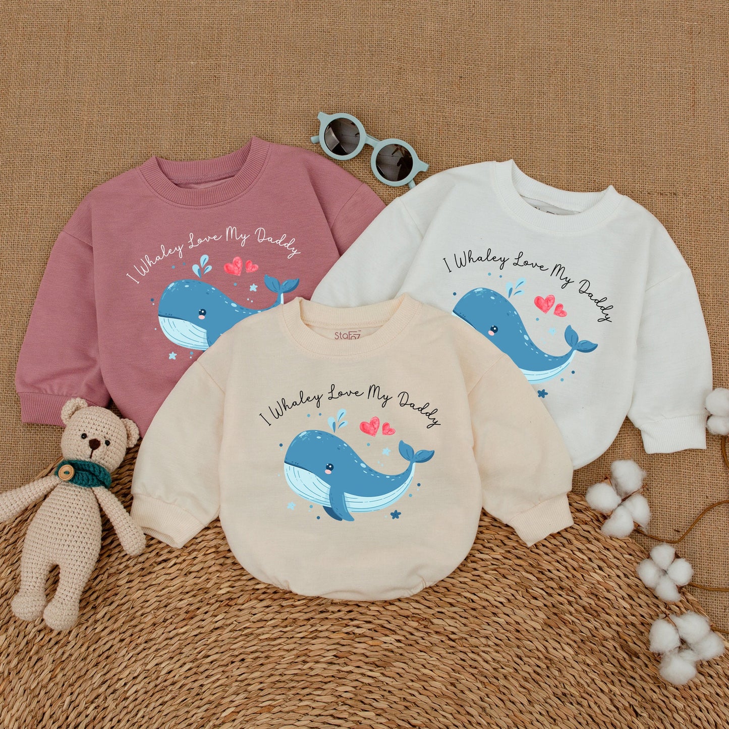I Whaley Love My Daddy Cute Whale Baby Boy Romper Fathers Day Gift New Dad Bodysuit Adorable Blue Hearts Infant Bubble Coming Home Outfit