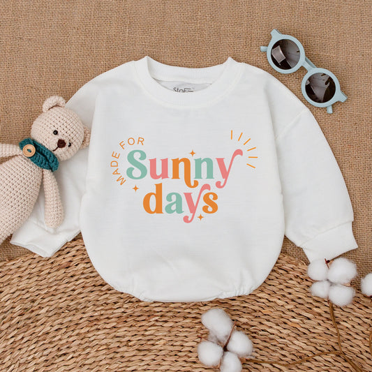 Made for Sunny Days Retro Sunshine Baby Bodysuit Bubble Romper Newborn Toddler Unisex Outfit One Piece Comfortable Soft Cotton Baby Clothes