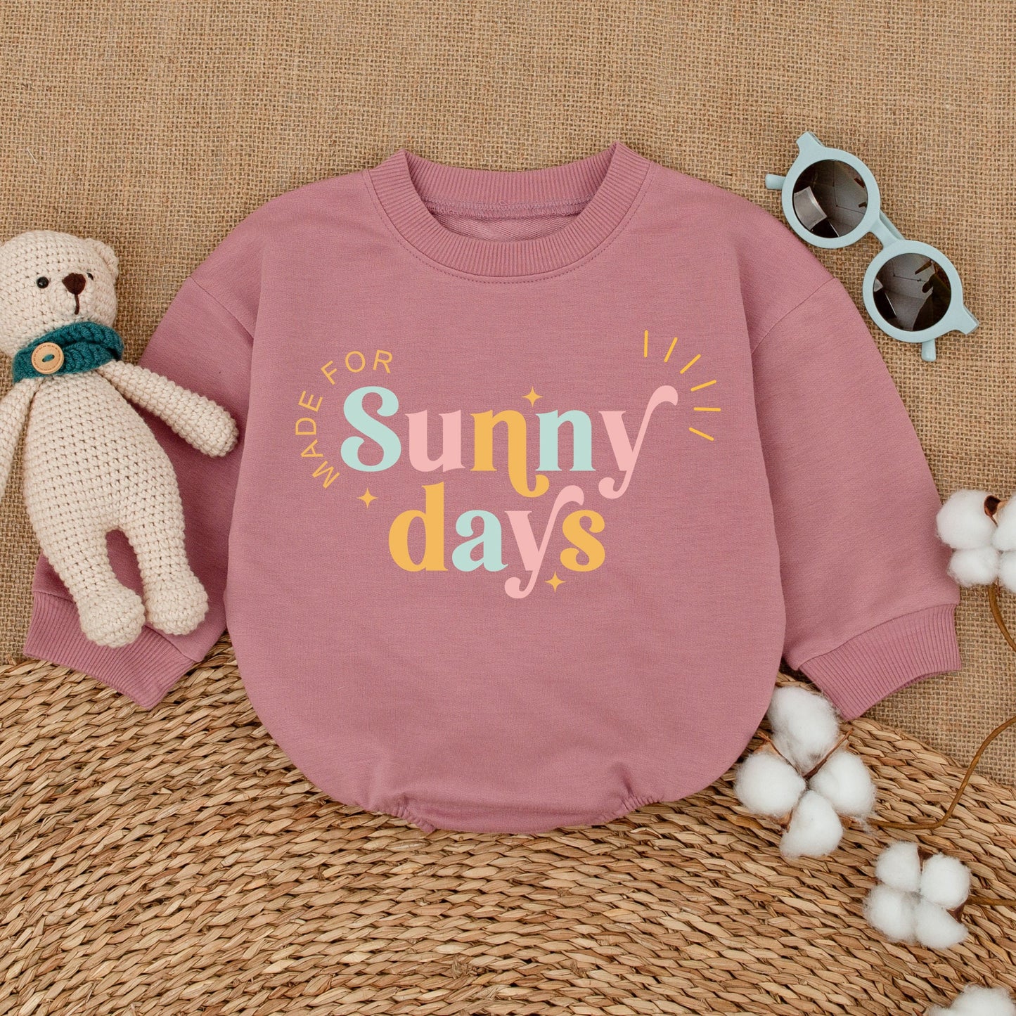 Made for Sunny Days Retro Sunshine Baby Bodysuit Bubble Romper Newborn Toddler Unisex Outfit One Piece Comfortable Soft Cotton Baby Clothes