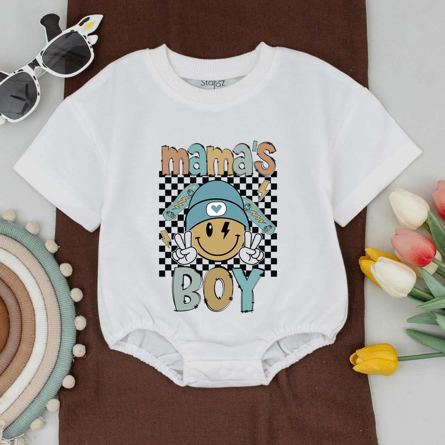 Boy Mama and Baby Boy Matching Outfits Mommy and Me Son Shirts Soft Cotton Comfortable New Mom Gift Smiley Mama Mini