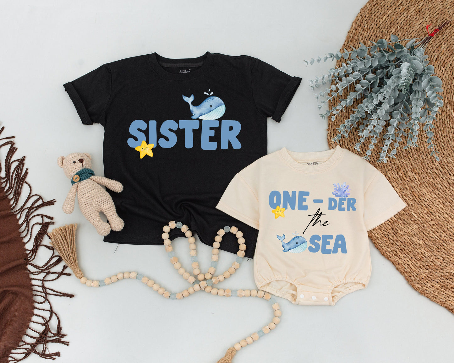 Whale "One-der the Sea" Birthday Shirt Cute Ocean Animals Family Matching Outfit for Boys First Birthday Celebration