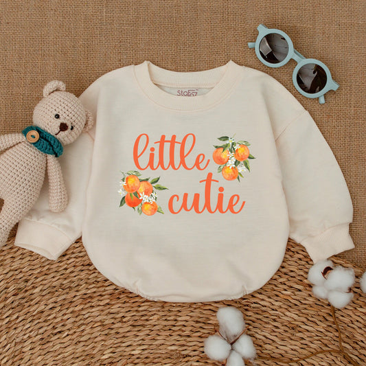 Little Cutie Baby Romper Orange Blossom Bodysuit Sweet Citrus Print Baby Girl Outfit Fresh Botanical Gift Baby Shower Shower Gift