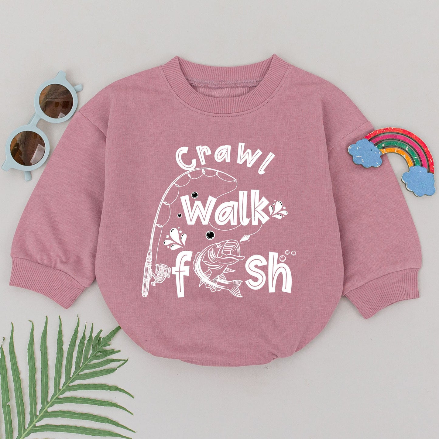 Crawl Walk Fish Romper Baby Boy Girl Fishing Bodysuit Cute Newborn Gift I Love Fishing Sports Baby Outfits Toddler Natural Shower Present