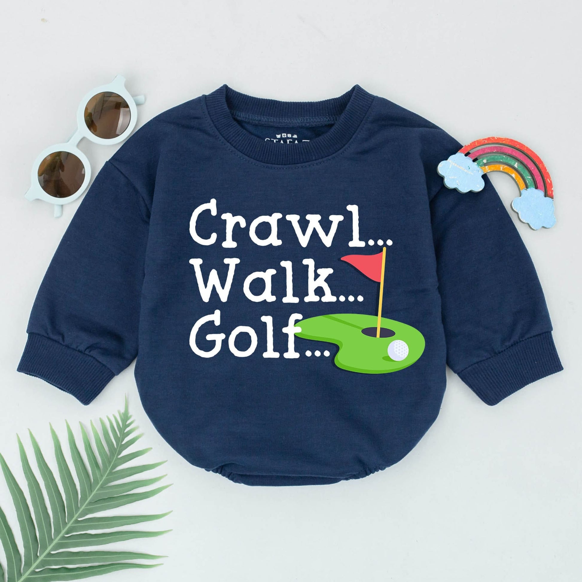 Crawl Walk Golf Baby Boy Romper Future Golfer Father's Day Gift Daddy and Me Golfing Buddy Bodysuit Newborn Outfit Soft Cotton Playful Design