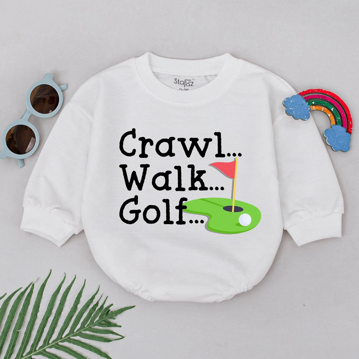 Crawl Walk Golf Baby Boy Romper Future Golfer Father's Day Gift Daddy and Me Golfing Buddy Bodysuit Newborn Outfit Soft Cotton Playful Design