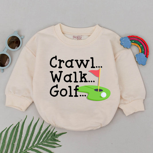 Crawl Walk Golf Baby Boy Romper Future Golfer Father's Day Gift Daddy and Me Golfing Buddy Bodysuit Newborn Outfit Soft Cotton Playful Design