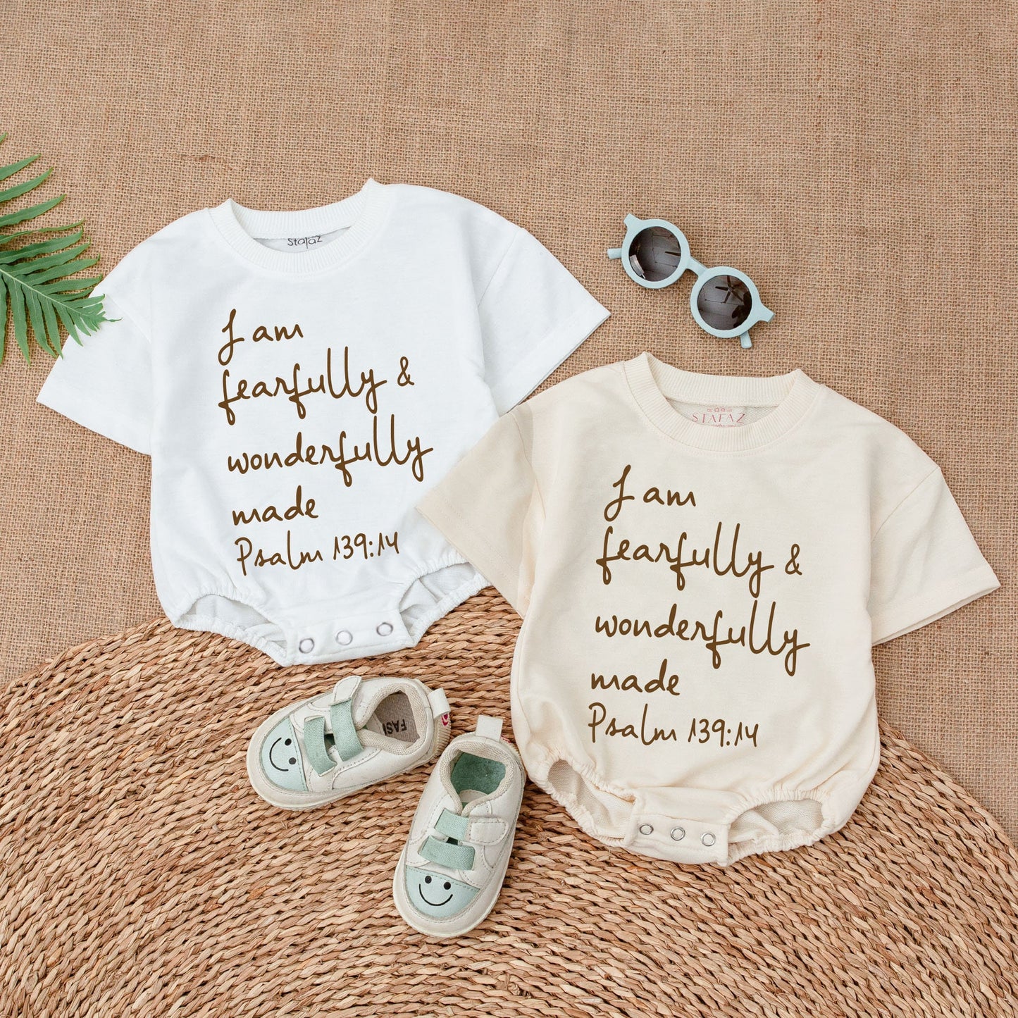 Christian Baby Bodysuit I Am Fearfully and Wonderfully Made Jesus Romper Newborn Outfit Baby Shower Gift Bubble
